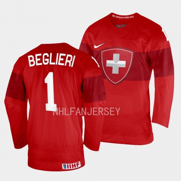 Switzerland 2023 IIHF World Junior Championship Alessio Beglieri #1 Red Jersey