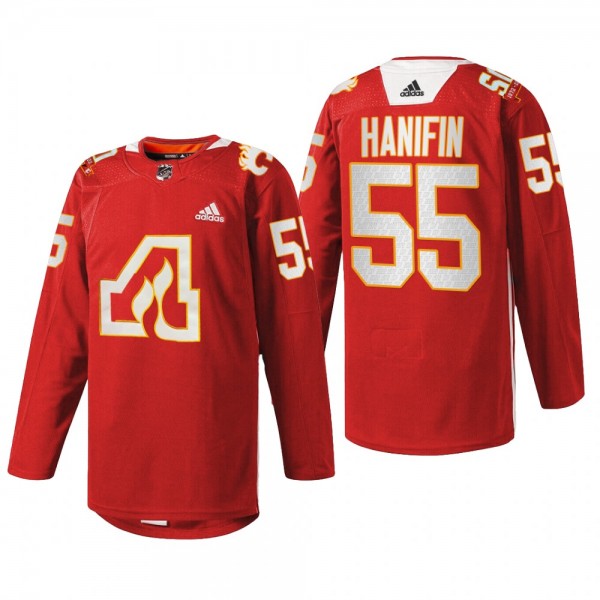Noah Hanifin Calgary Flames 50th Anniversary Jersey Red #55 Warm-Up