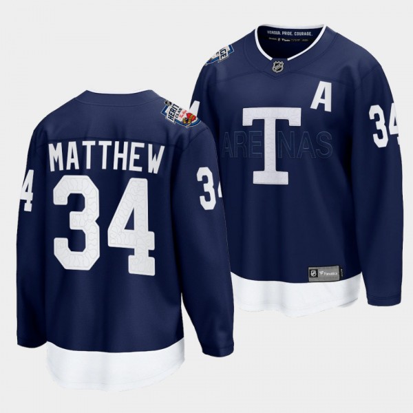 Auston Matthews Toronto Maple Leafs 2022 Heritage Classic Navy Jersey