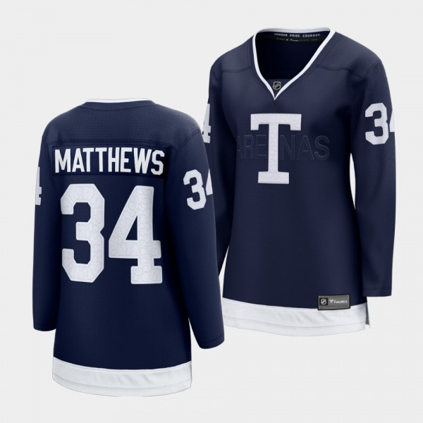 Toronto Maple Leafs 2022 Heritage Classic Auston Matthews #34 Women Navy Jersey