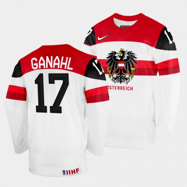 Manuel Ganahl 2022 IIHF World Championship Austria Hockey #17 White Jersey Home