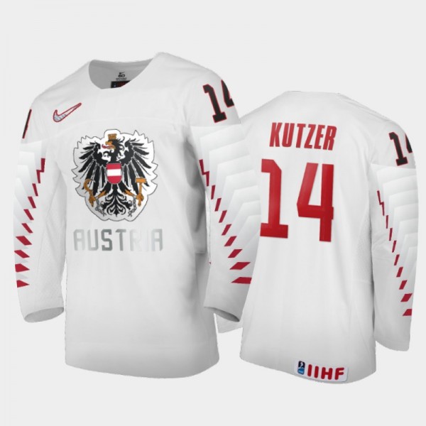 Jonas Kutzer 2021 IIHF World Junior Championship Austria Home Jersey White