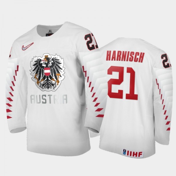 Tim Harnisch 2021 IIHF World Junior Championship Austria Home Jersey White