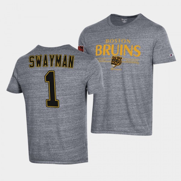 Boston Bruins Champion Jeremy Swayman #1 Gray T-Sh...