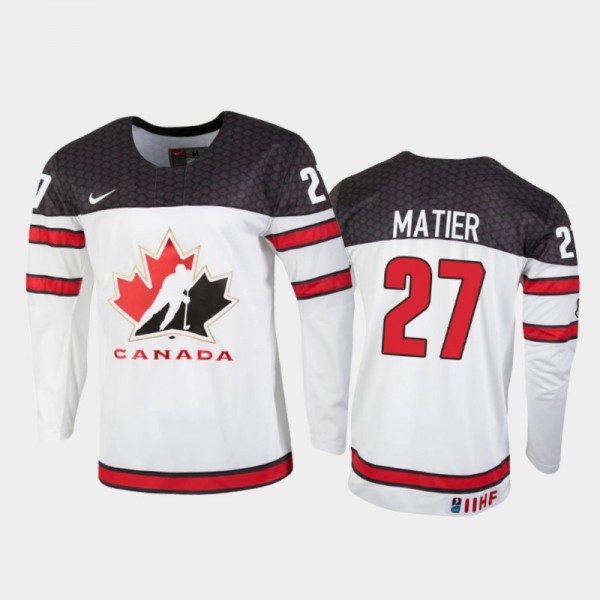 Jack Matier 2021 IIHF U18 World Championship Canada Jersey White