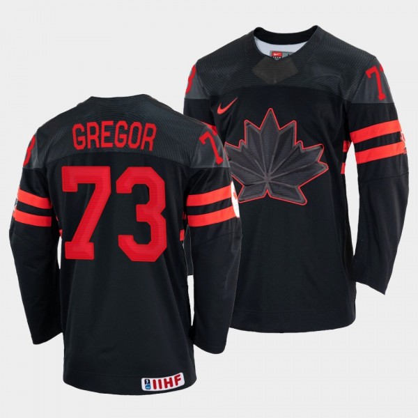 Noah Gregor 2022 IIHF World Championship Canada Hockey #73 Black Jersey Replica