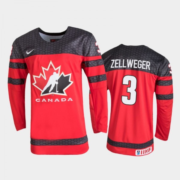 Olen Zellweger 2021 IIHF U18 World Championship Canada Jersey Red
