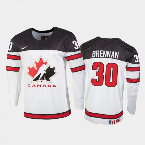 Tyler Brennan 2021 IIHF U18 World Championship Canada Jersey White