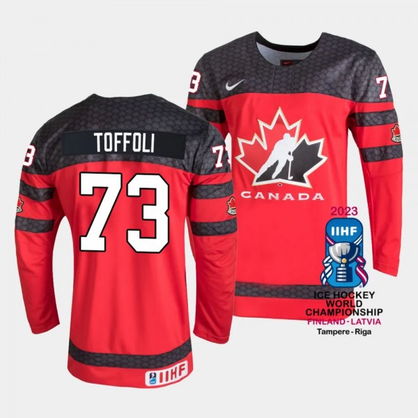 Canada #73 Tyler Toffoli 2023 IIHF World Championship Away Jersey Red