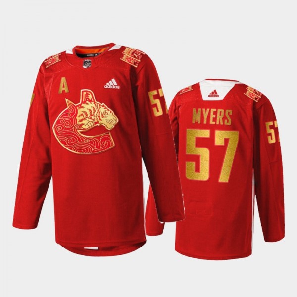 Canucks 2022 Lunar New Year Tiger Tyler Myers Jersey Limited edition Warmup