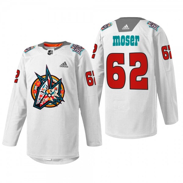 Janis Moser Coyotes Los Yotes Night White Jersey Warmup
