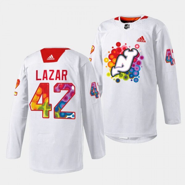 2023 Pride Night Curtis Lazar New Jersey Devils Wh...