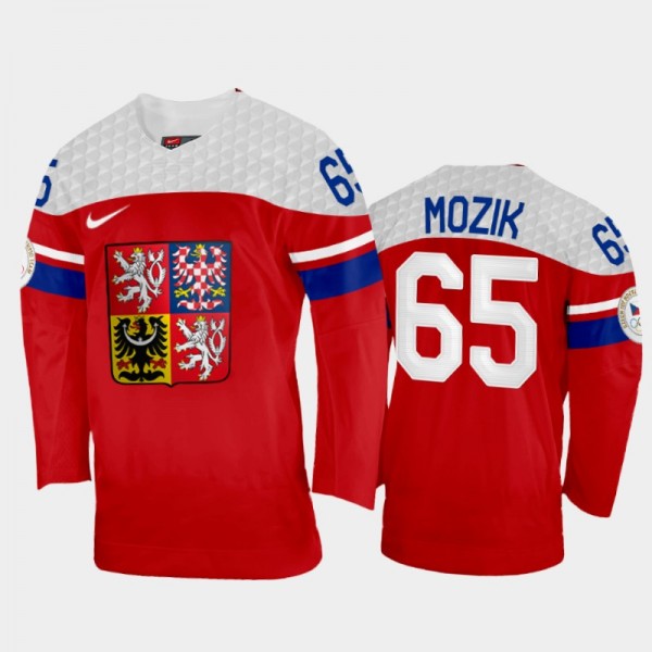 Czech Republic Hockey Vojtech Mozik 2022 Winter Olympics Away Jersey Red