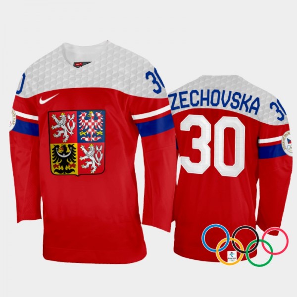 Czech Republic Women's Hockey Katerina Zechovska 2022 Winter Olympics Away Jersey Red