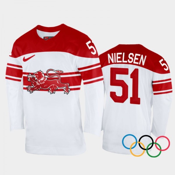 Denmark Hockey 2022 Winter Olympics Frans Nielsen White Jersey Home