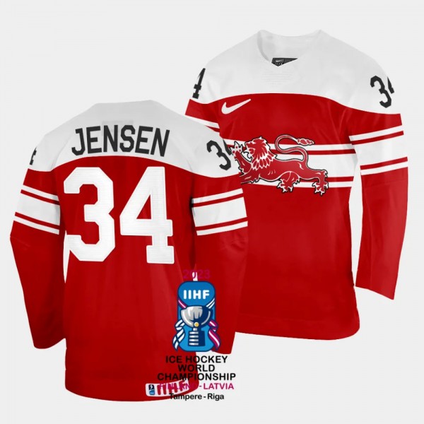 Denmark #34 Morten Jensen 2023 IIHF World Champion...