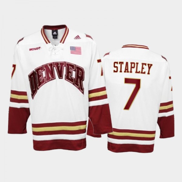 College Hockey Brett Stapley Denver Pioneers Premier Jersey - White