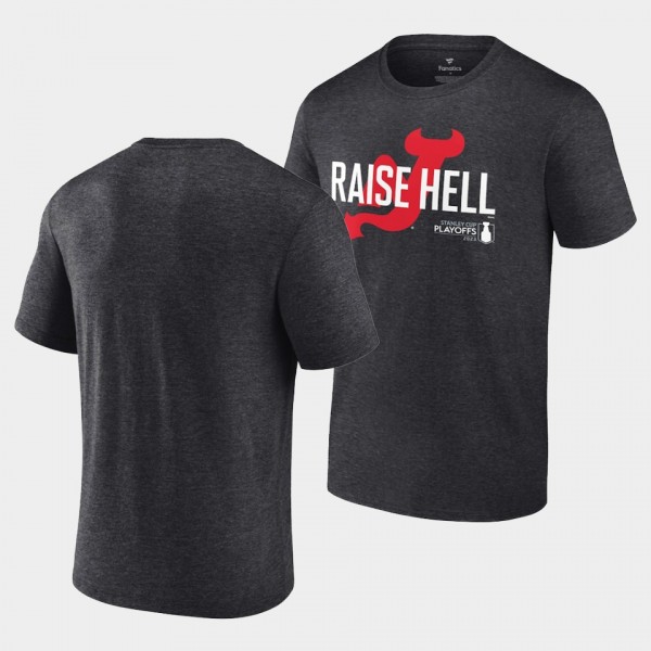New Jersey Devils 2023 NHL Stanley Cup Playoffs Charcoal T-Shirt Slogan Raise Hell Men