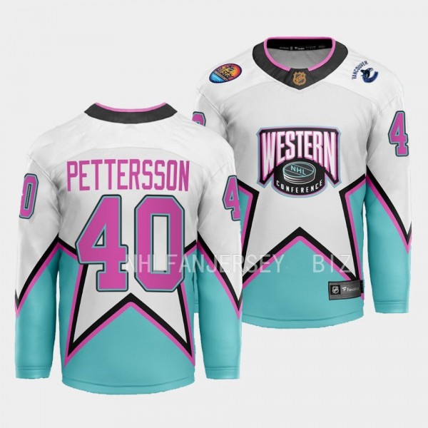 2023 NHL All-Star Elias Pettersson Jersey Vancouver Canucks White #40 Western Conference Men'