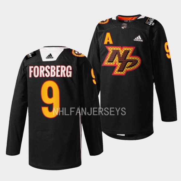 Nashville Predators 2023 Black History Month Filip Forsberg #9 Black Jersey Kente-Inspired Sweater