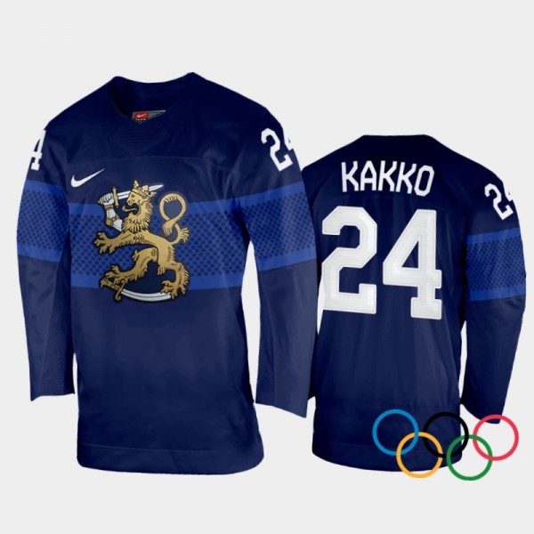 Finland Hockey Kaapo Kakko 2022 Winter Olympics Away Jersey Navy