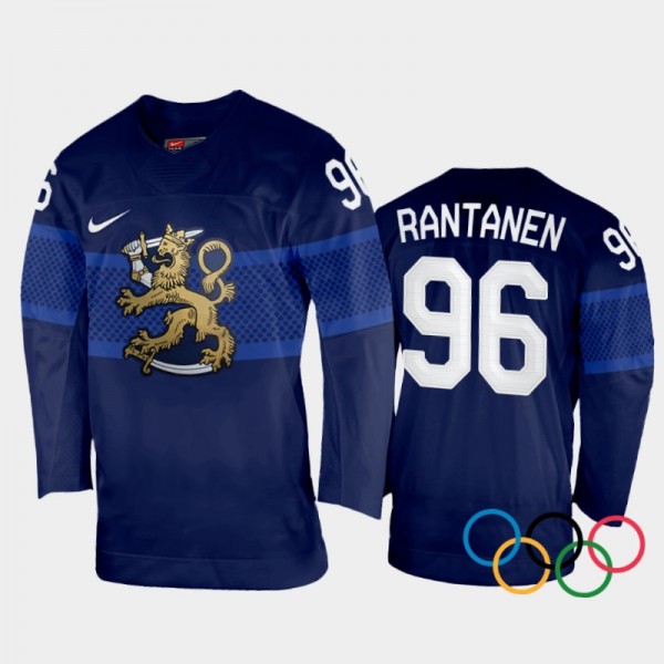 Finland Hockey Mikko Rantanen 2022 Winter Olympics Away Jersey Navy