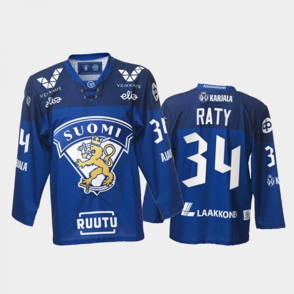 Finland Aatu Raty 2021-22 Away Jersey Blue