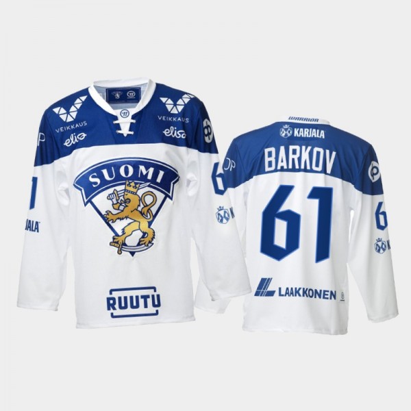 2021-22 Finland Aleksander Barkov Home White Hocke...