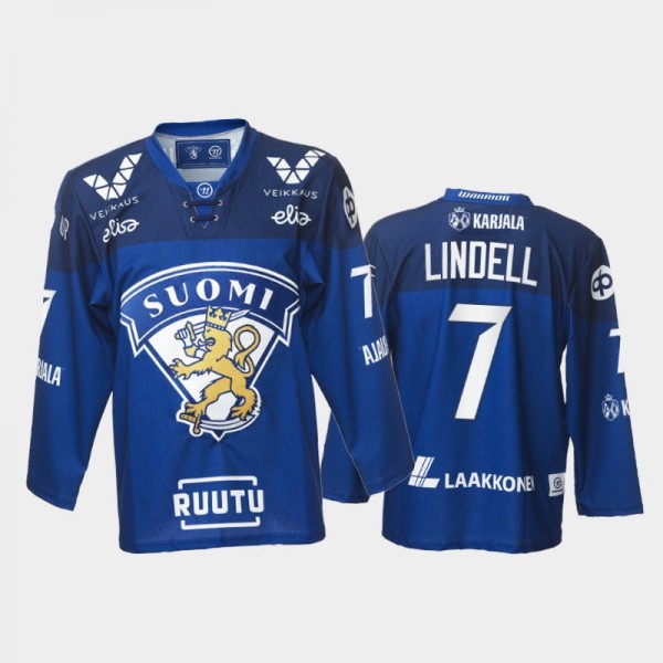 Finland Esa Lindell 2021-22 Away Jersey Blue