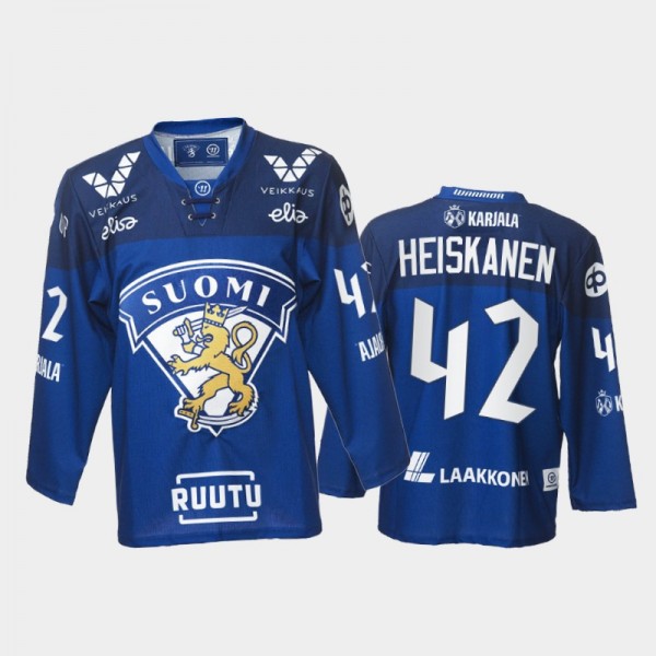 Finland Miro Heiskanen 2021-22 Away Jersey Blue