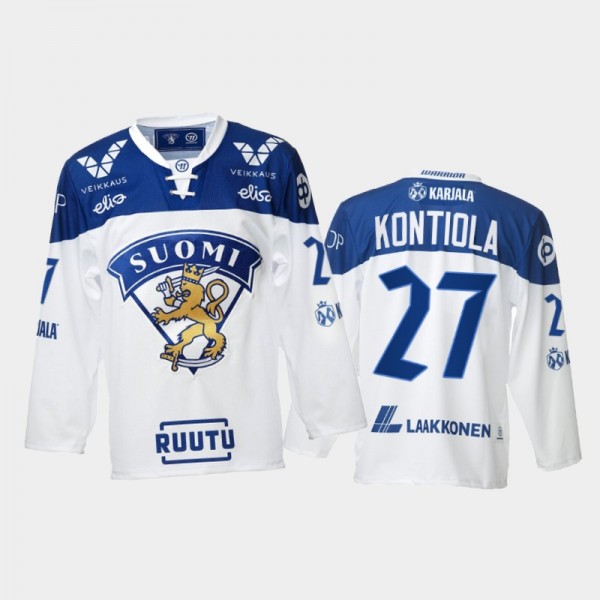 2021-22 Finland Petri Kontiola Home White Hockey J...