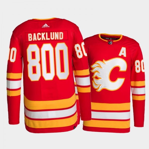 Flames Mikael Backlund 800 Career Games Red Jersey