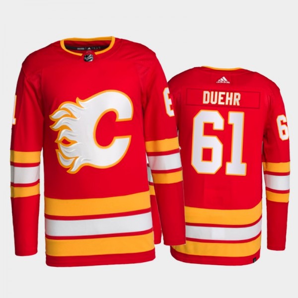 2021-22 Flames Walker Duehr Authentic Pro Red Jers...