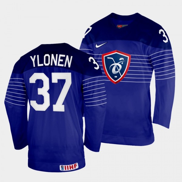 Sebastian Ylonen 2022 IIHF World Championship France Hockey #37 Navy Jersey Away