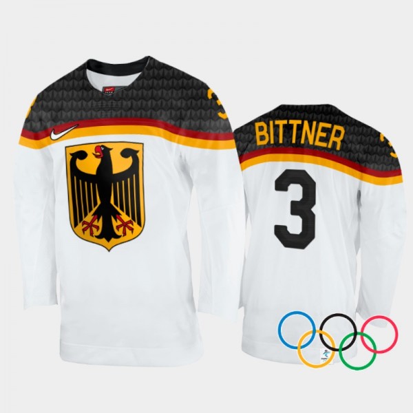 Germany Hockey Dominik Bittner 2022 Winter Olympics Home Jersey White