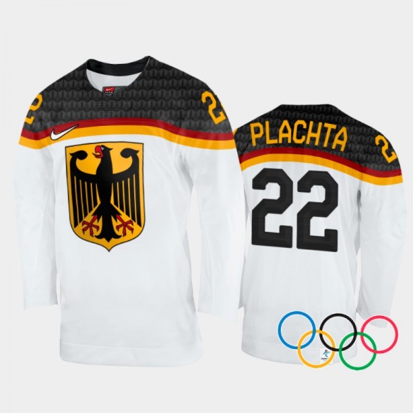 Germany Hockey Matthias Plachta 2022 Winter Olympics Home Jersey White