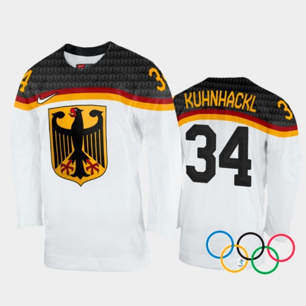 Germany Hockey Tom Kuhnhackl 2022 Winter Olympics Home Jersey White