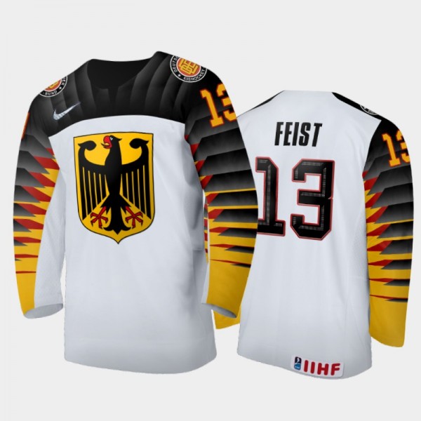 Philip Feist 2021 IIHF U18 World Championship Germany Home Jersey White