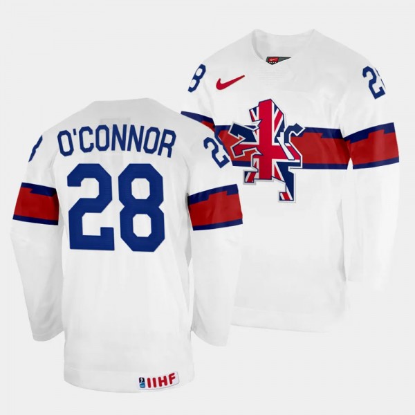 Ben O'Connor Great Britain 2024 Ice Hockey World Championship Top-level Jersey White