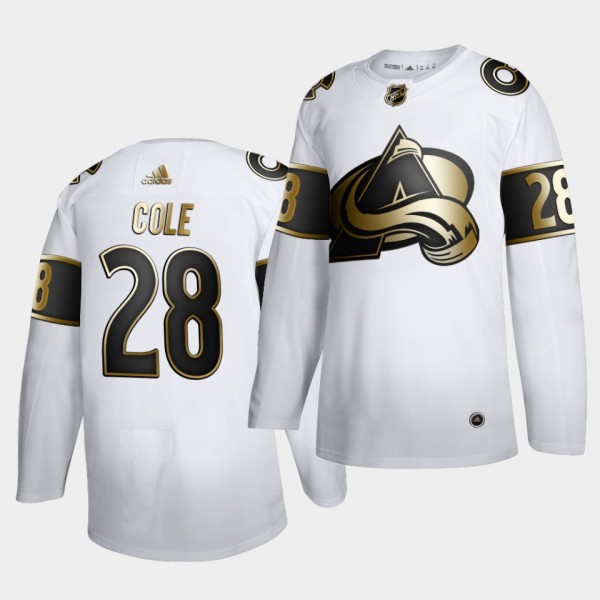 Ian Cole #28 NHL Avalanche 2019-20 Golden Edition Limited White Jersey
