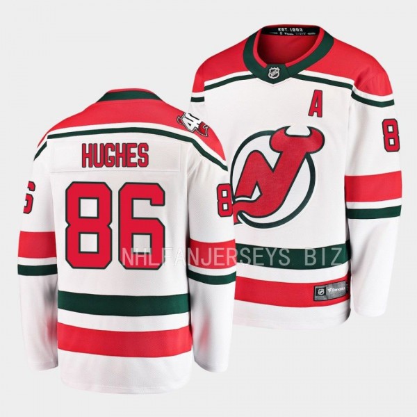 New Jersey Devils Jack Hughes 2022-23 Heritage Whi...