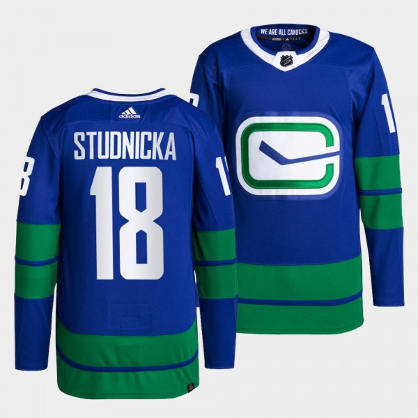 Alternate Jack Studnicka Canucks Blue Authentic Pr...