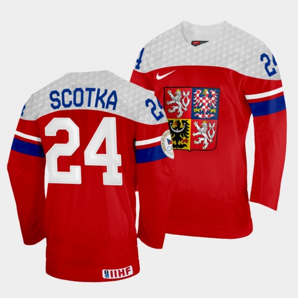 Czech Republic 2022 IIHF World Championship Jan Scotka #24 Red Jersey Away