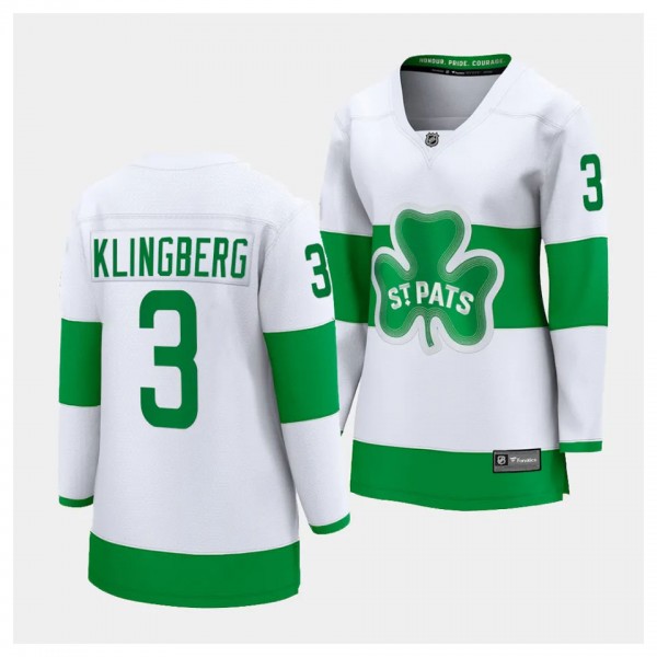 Toronto Maple Leafs John Klingberg 2024 St. Patricks Alternate Premier Women White Jersey Breakaway Player