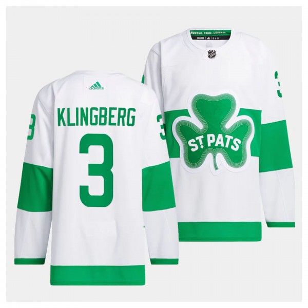 Toronto Maple Leafs 2024 St. Patricks Alternate John Klingberg #3 White Primegreen Authentic Jersey Men's