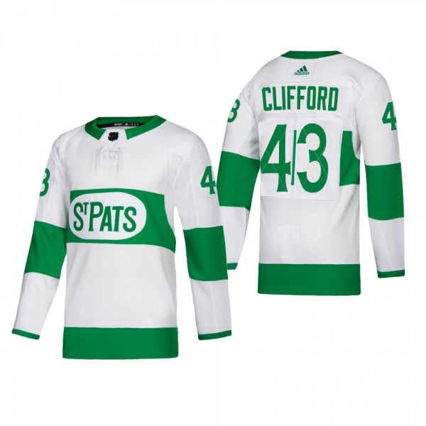 Toronto Maple Leafs Kyle Clifford #43 2022 St. Pats White Jersey Authentic