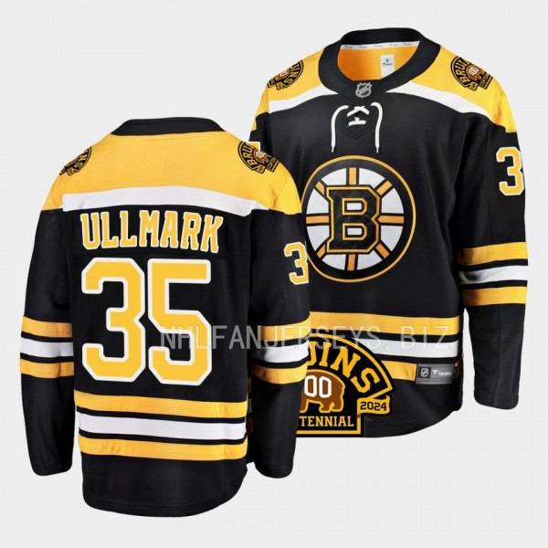 Boston Bruins Linus Ullmark 100th Centennial 2023-24 Black Home Jersey Men's