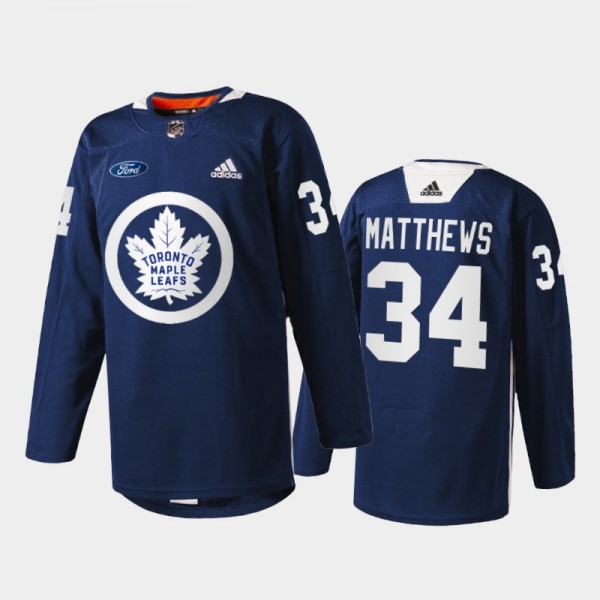 Auston Matthews Primary Logo Toronto Maple Leafs Navy Jersey Warm Up