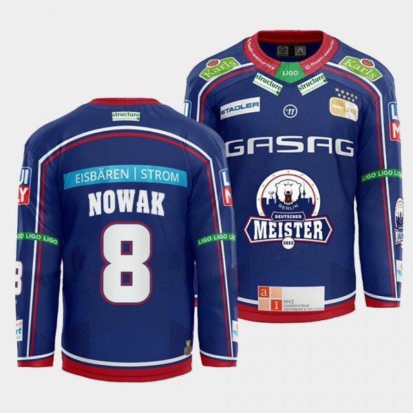 Eisbaren Berlin Marco Nowak #8 Jersey Men's Blue H...