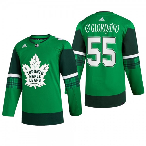 Toronto Maple Leafs Mark Giordano #55 2022 St. Patrick Green Jersey Warm-Up